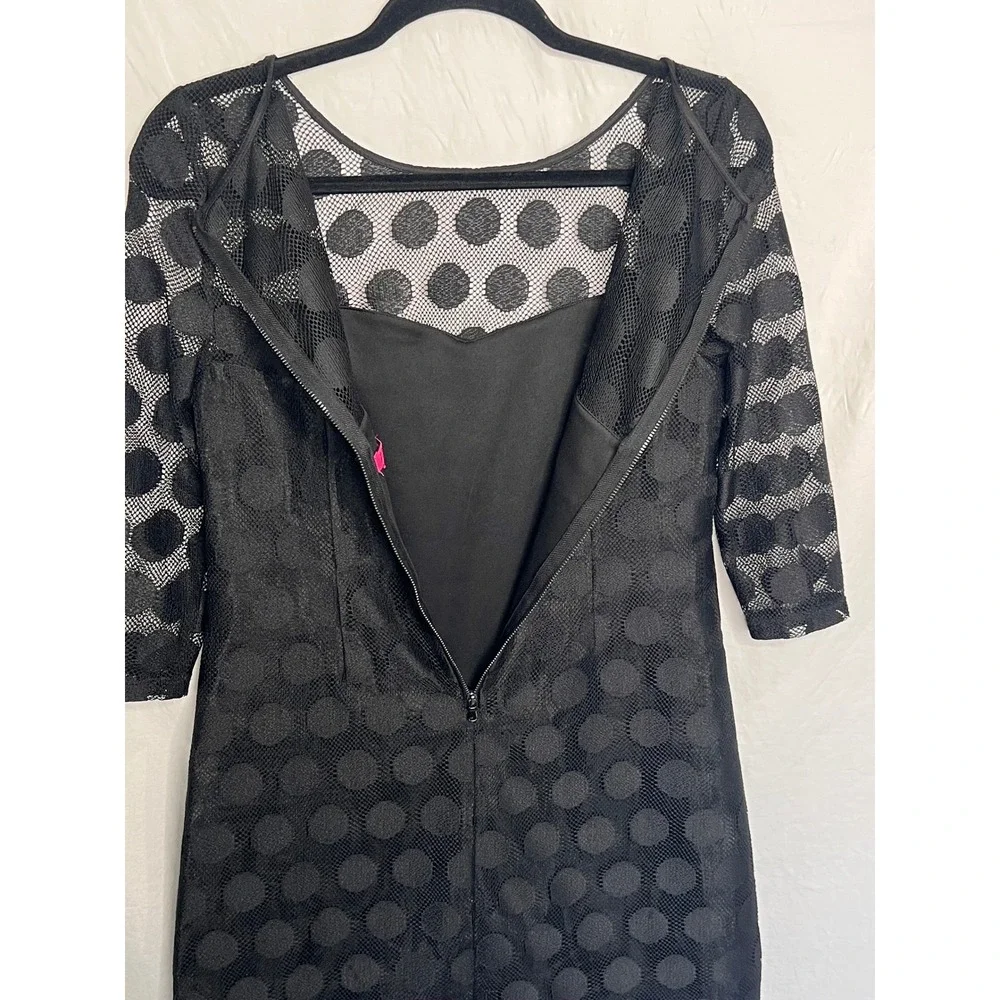betsey johnson polka dot mesh dress Betsey Johnson Dress Size 2 Black Polka Dot Sheer Mesh Overlay Party Dress  Retro boatswainllc.com